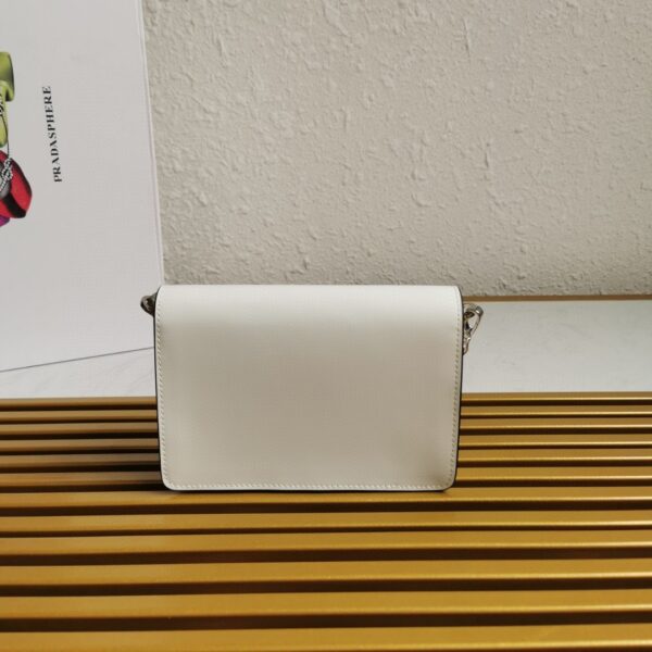 Prada Brushed Shoulder Bag White For Women, Women's Bags 6.7in/17cm
