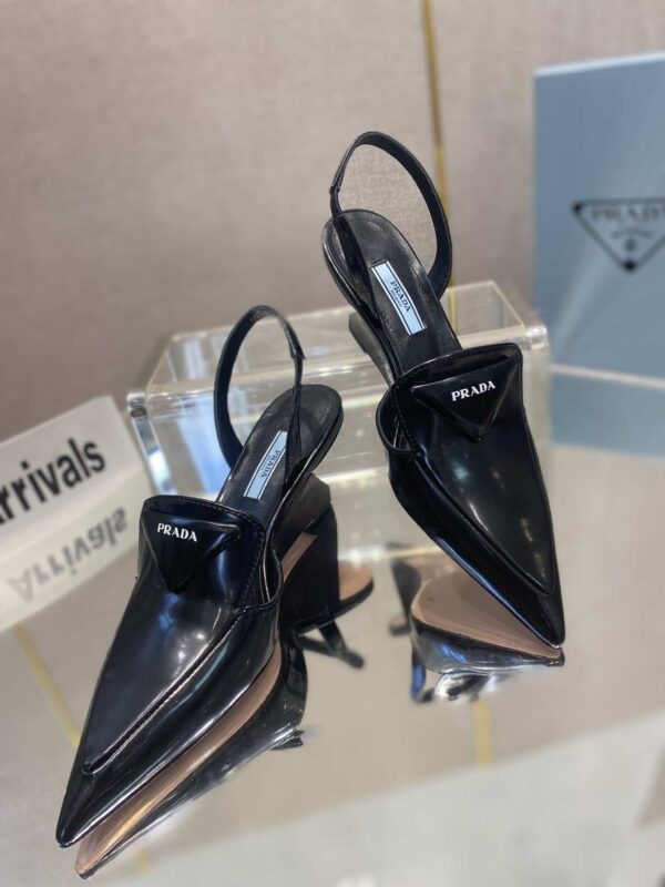Prada Brushed Slingback Pumps Black For Women 2.6in/65mm PRD 1I885M_055_F0002_F_A065