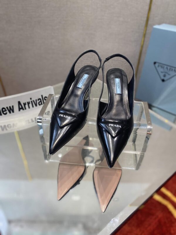 Prada Brushed Slingback Pumps Black For Women 2.6in/65mm PRD 1I885M_055_F0002_F_A065