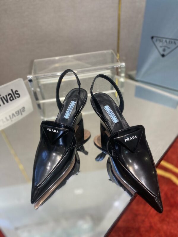 Prada Brushed Slingback Pumps Black For Women 2.6in/65mm PRD 1I885M_055_F0002_F_A065
