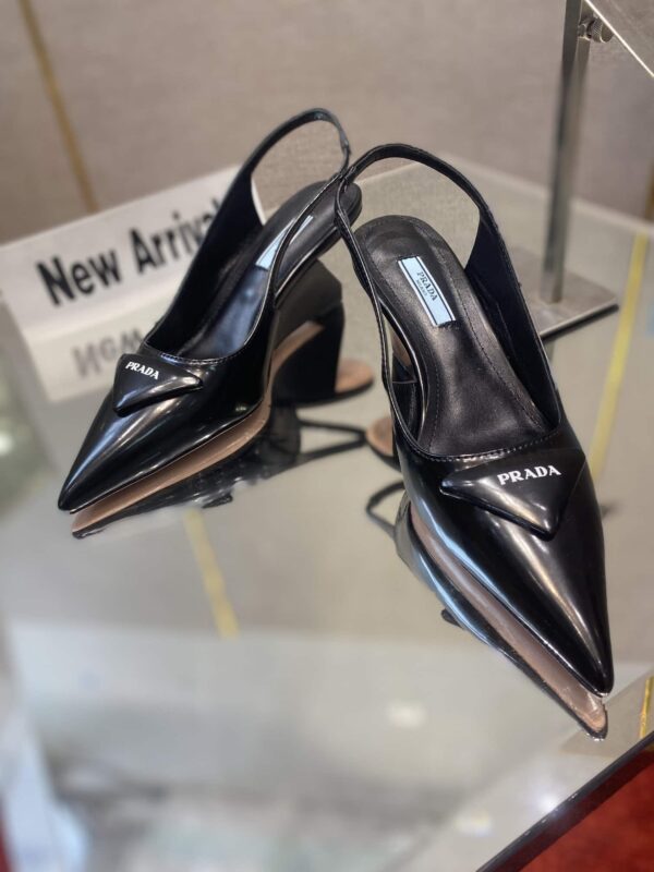 Prada Brushed Slingback Pumps Black For Women 2.6in/65mm PRD 1I885M_055_F0002_F_A065
