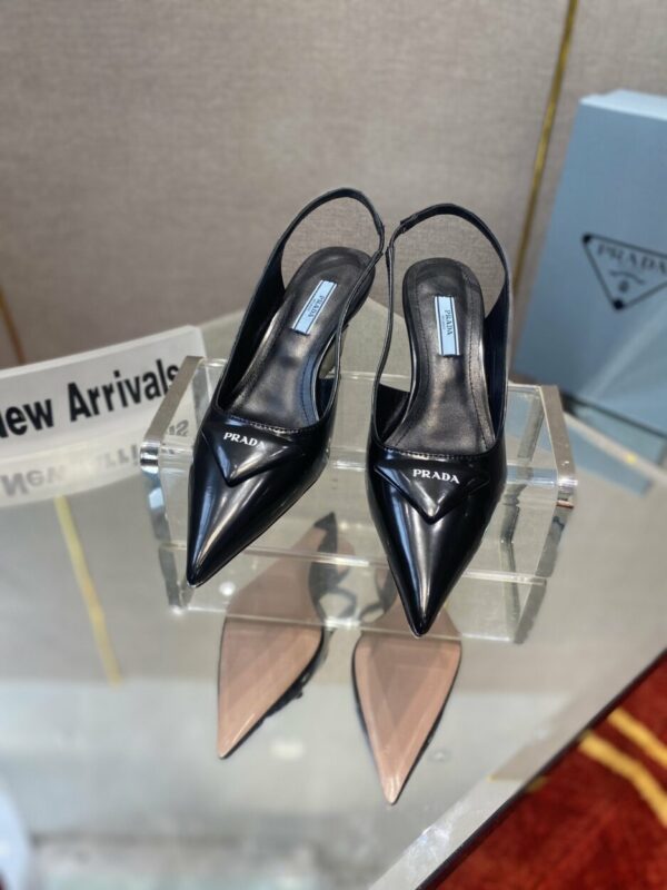 Prada Brushed Slingback Pumps Black For Women 2.6in/65mm PRD 1I885M_055_F0002_F_A065