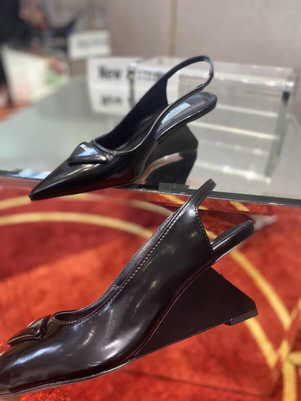 Prada Brushed Slingback Pumps Black For Women 2.6in/65mm PRD 1I885M_055_F0002_F_A065