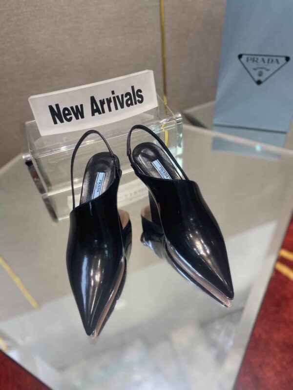 Prada Brushed Slingback Pumps Black For Women 2.6in/65mm PRD 1I886M_055_F0002_F_A065