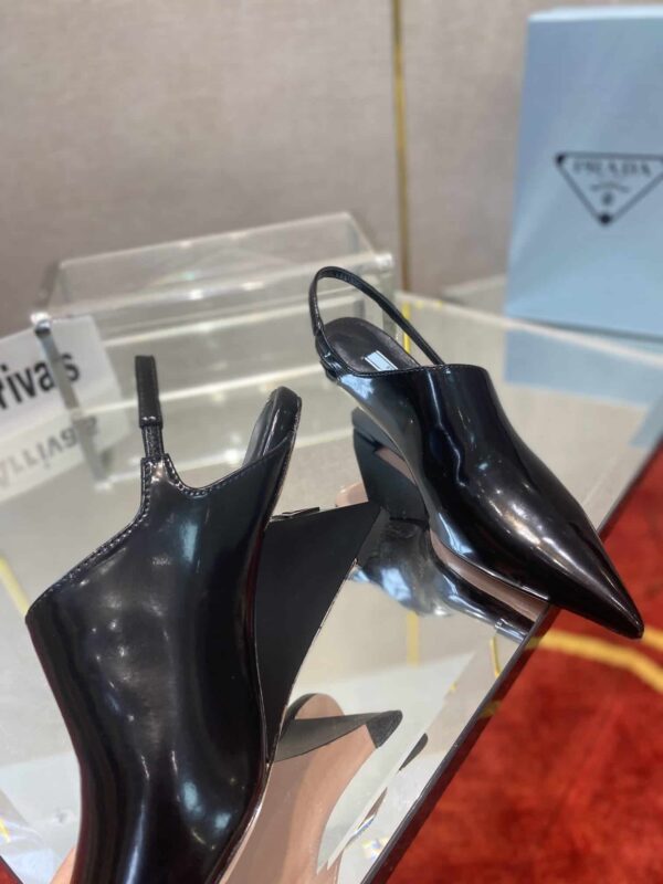 Prada Brushed Slingback Pumps Black For Women 2.6in/65mm PRD 1I886M_055_F0002_F_A065