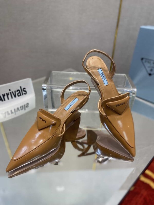 Prada Brushed Slingback Pumps Brown For Women 2.6in/65mm PRD