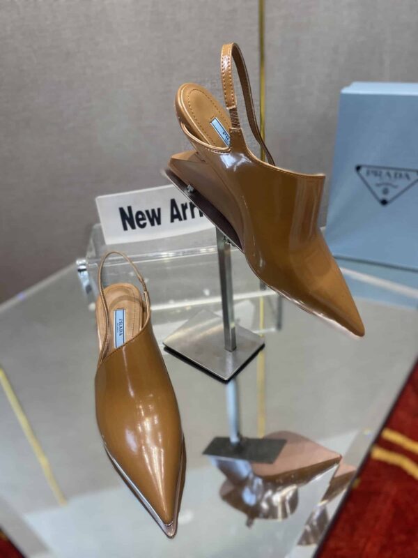Prada Brushed Slingback Pumps Brown For Women 2.6in/65mm PRD