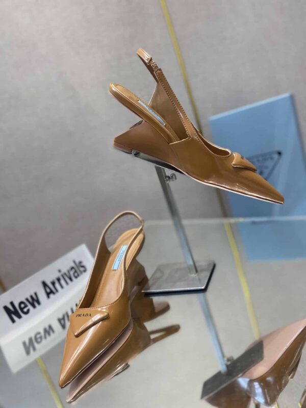 Prada Brushed Slingback Pumps Brown For Women 2.6in/65mm PRD