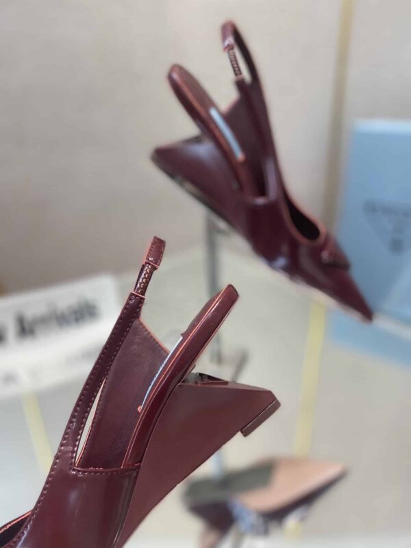 Prada Brushed Slingback Pumps Burgundy For Women 2.6in/65mm PRD