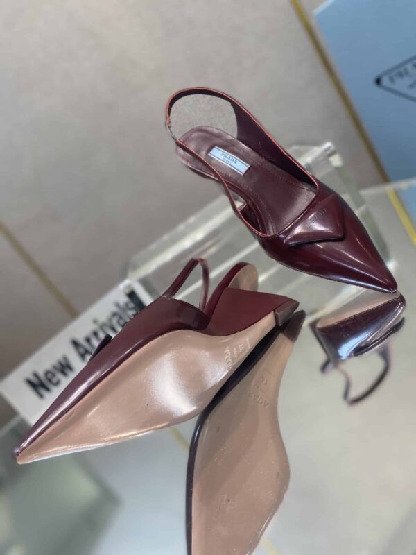 Prada Brushed Slingback Pumps Burgundy For Women 2.6in/65mm PRD