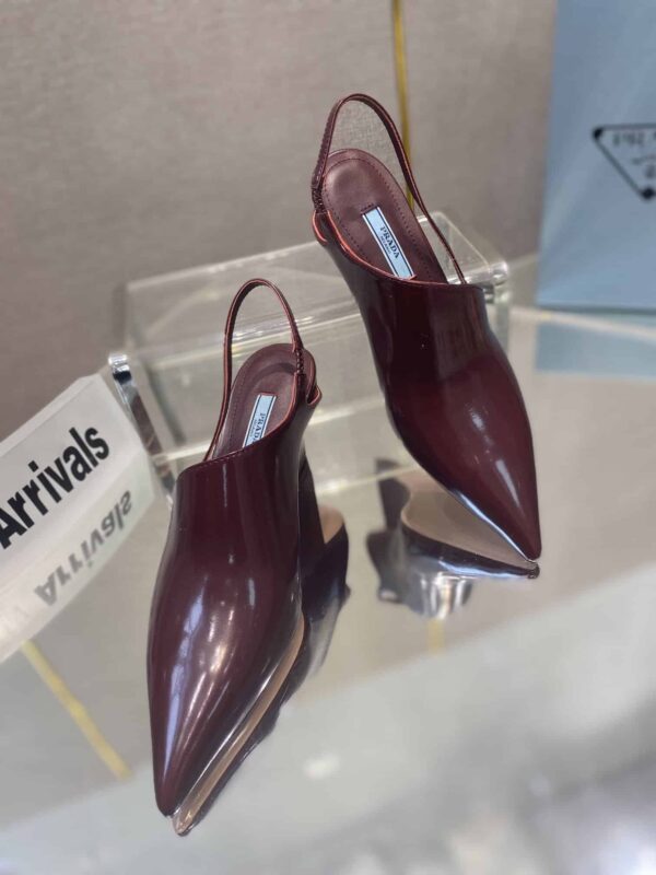 Prada Brushed Slingback Pumps Burgundy For Women 2.6in/65mm PRD