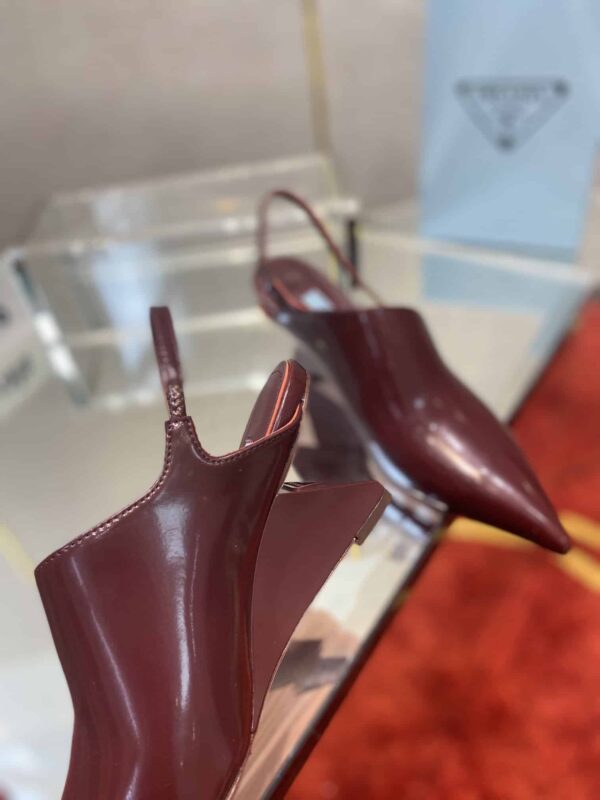 Prada Brushed Slingback Pumps Burgundy For Women 2.6in/65mm PRD