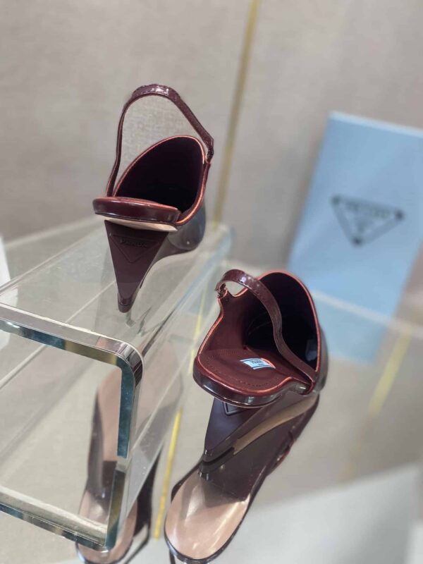 Prada Brushed Slingback Pumps Burgundy For Women 2.6in/65mm PRD