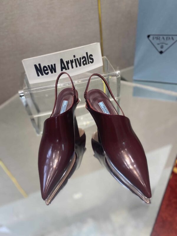 Prada Brushed Slingback Pumps Burgundy For Women 2.6in/65mm PRD