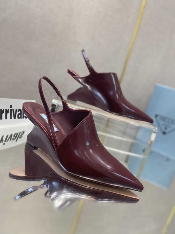 Prada Brushed Slingback Pumps Burgundy For Women 2.6in/65mm PRD