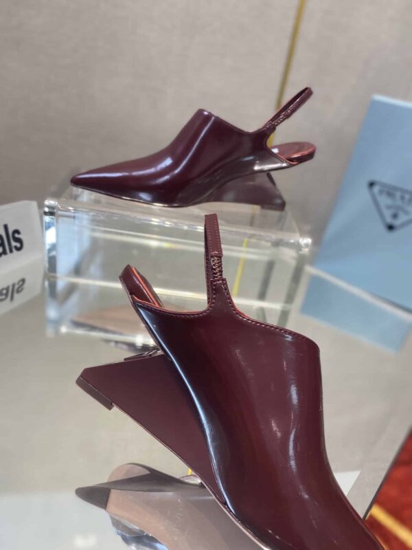 Prada Brushed Slingback Pumps Burgundy For Women 2.6in/65mm PRD