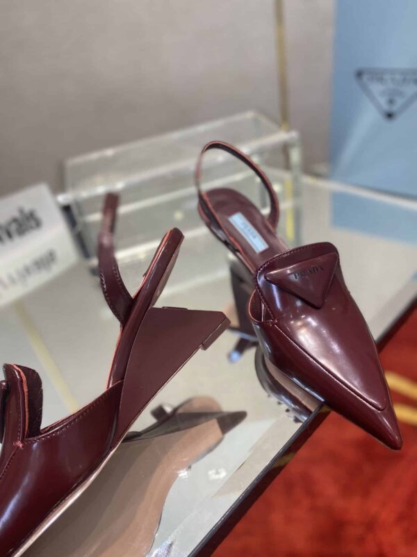 Prada Brushed Slingback Pumps Burgundy For Women 2.6in/65mm PRD