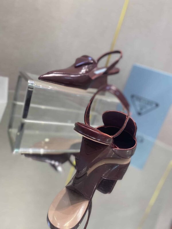 Prada Brushed Slingback Pumps Burgundy For Women 2.6in/65mm PRD