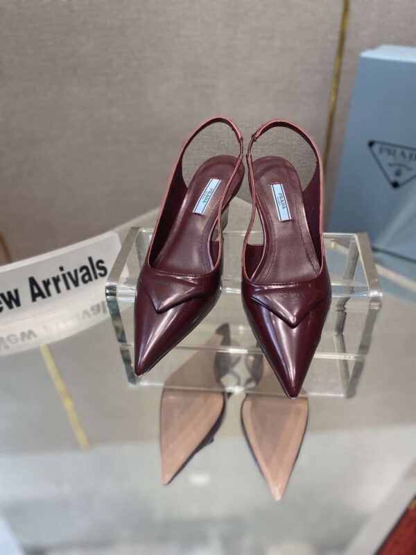Prada Brushed Slingback Pumps Burgundy For Women 2.6in/65mm PRD