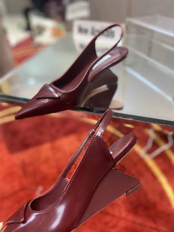 Prada Brushed Slingback Pumps Burgundy For Women 2.6in/65mm PRD