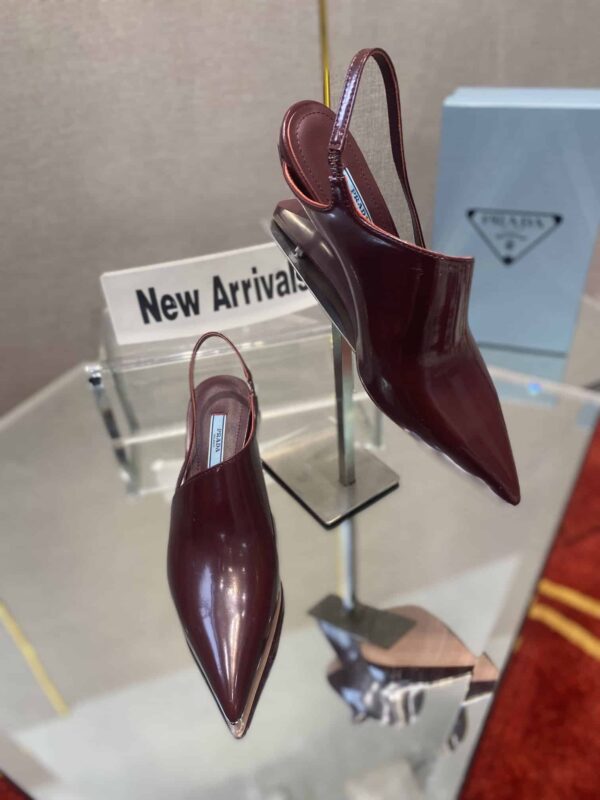 Prada Brushed Slingback Pumps Burgundy For Women 2.6in/65mm PRD