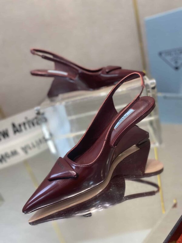 Prada Brushed Slingback Pumps Burgundy For Women 2.6in/65mm PRD