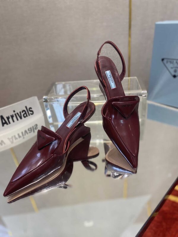 Prada Brushed Slingback Pumps Burgundy For Women 2.6in/65mm PRD