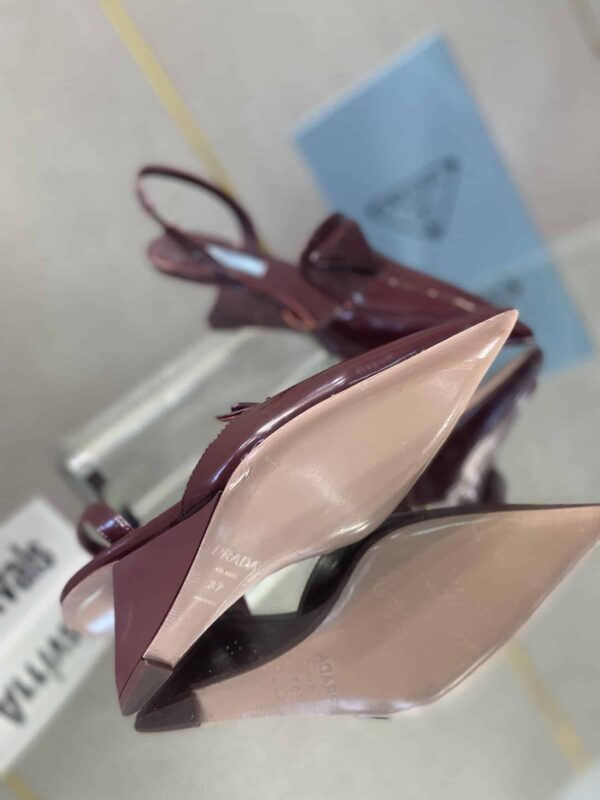 Prada Brushed Slingback Pumps Burgundy For Women 2.6in/65mm PRD