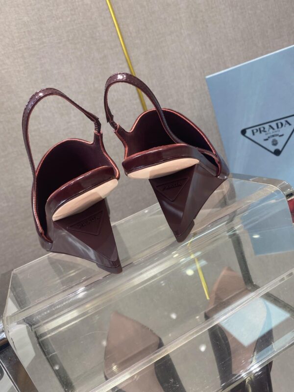 Prada Brushed Slingback Pumps Burgundy For Women 2.6in/65mm PRD
