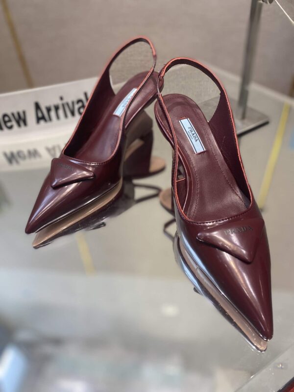 Prada Brushed Slingback Pumps Burgundy For Women 2.6in/65mm PRD