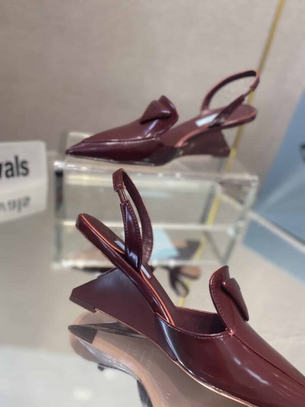 Prada Brushed Slingback Pumps Burgundy For Women 2.6in/65mm PRD