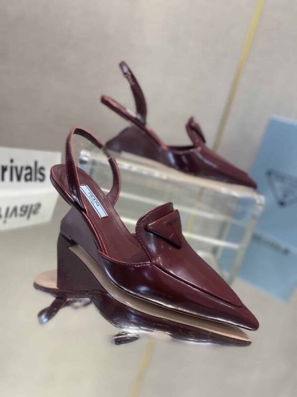Prada Brushed Slingback Pumps Burgundy For Women 2.6in/65mm PRD