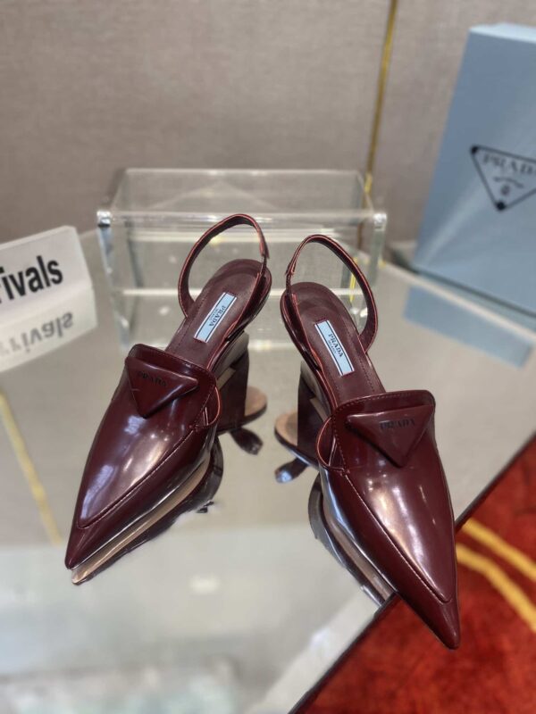 Prada Brushed Slingback Pumps Burgundy For Women 2.6in/65mm PRD
