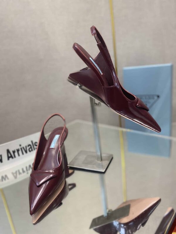 Prada Brushed Slingback Pumps Burgundy For Women 2.6in/65mm PRD
