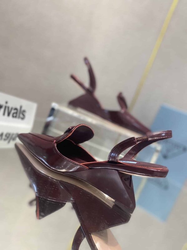 Prada Brushed Slingback Pumps Burgundy For Women 2.6in/65mm PRD