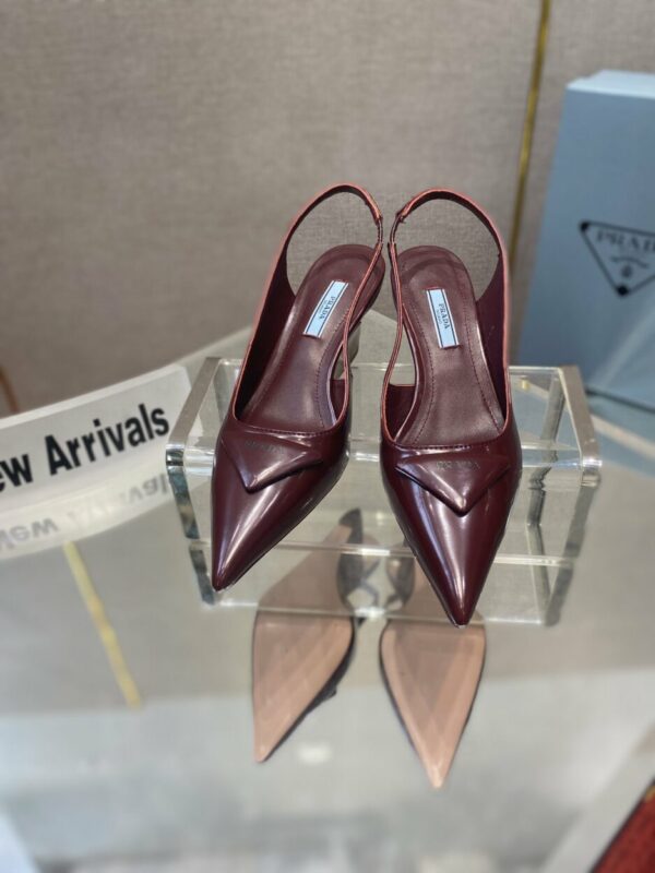 Prada Brushed Slingback Pumps Burgundy For Women 2.6in/65mm PRD
