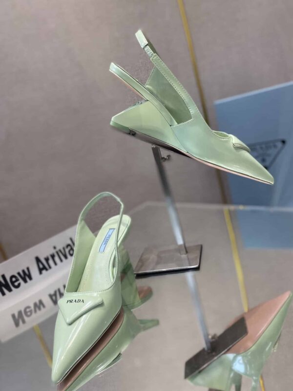 Prada Brushed Slingback Pumps Green For Women 2.6in/65mm PRD