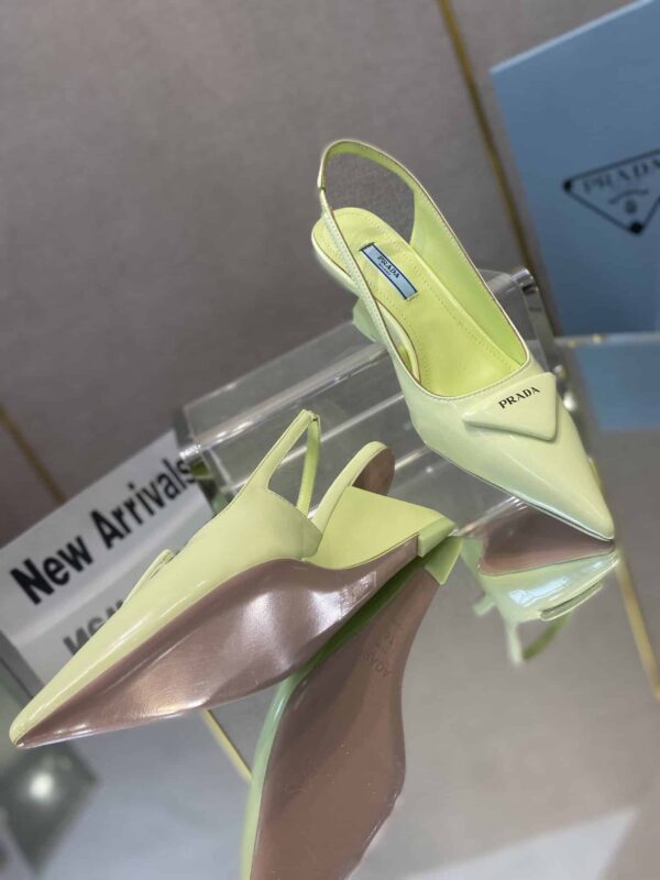 Prada Brushed Slingback Pumps Green For Women 2.6in/65mm PRD