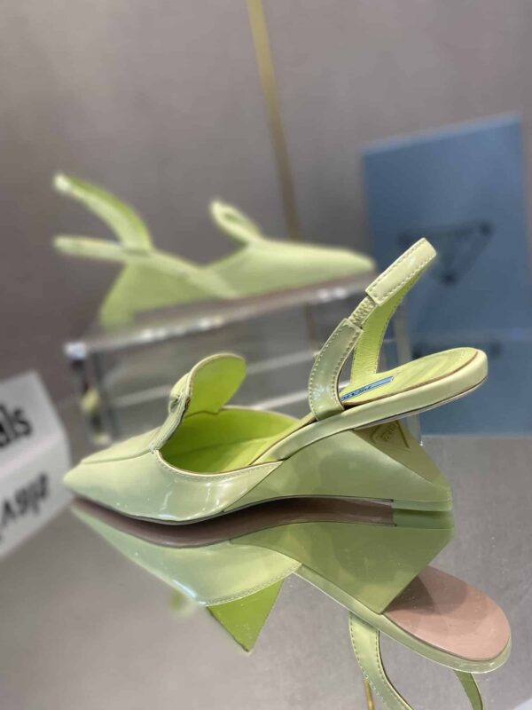 Prada Brushed Slingback Pumps Green For Women 2.6in/65mm PRD