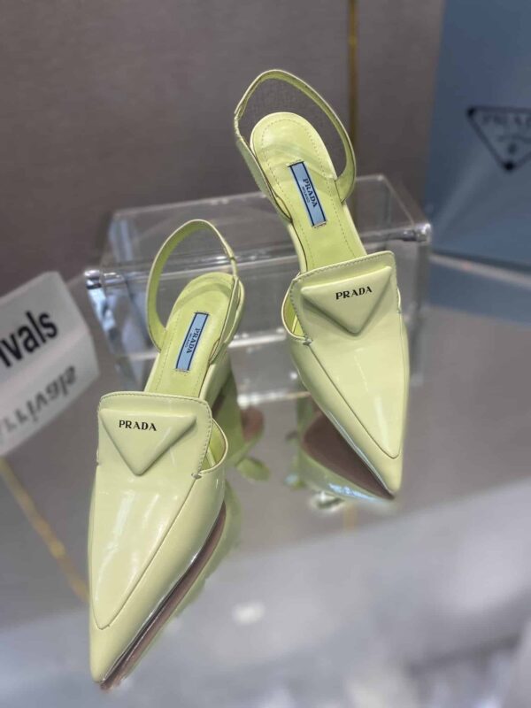 Prada Brushed Slingback Pumps Green For Women 2.6in/65mm PRD