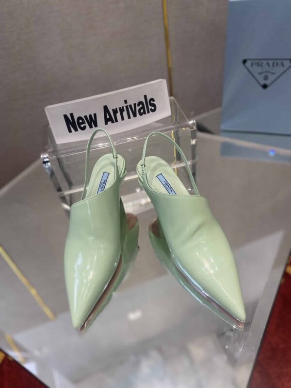 Prada Brushed Slingback Pumps Green For Women 2.6in/65mm PRD