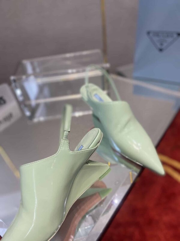 Prada Brushed Slingback Pumps Green For Women 2.6in/65mm PRD
