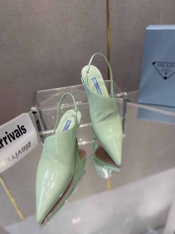 Prada Brushed Slingback Pumps Green For Women 2.6in/65mm PRD
