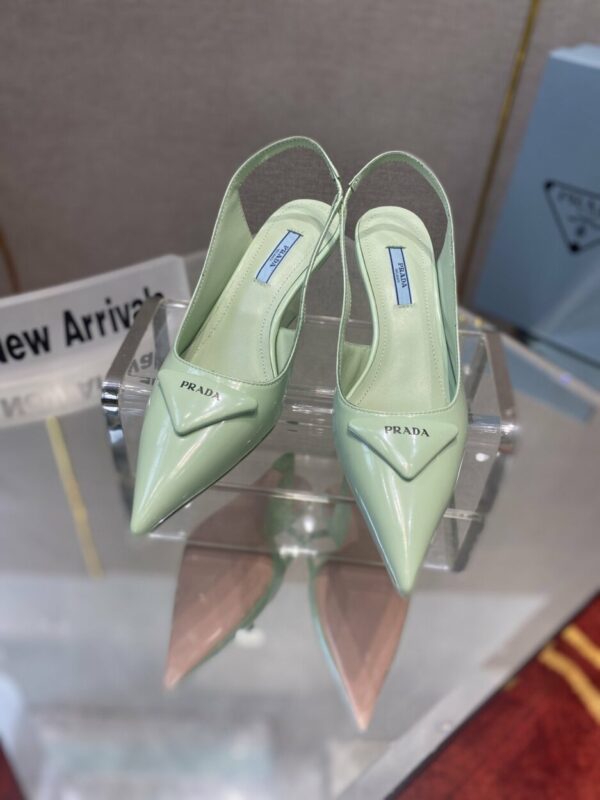 Prada Brushed Slingback Pumps Green For Women 2.6in/65mm PRD