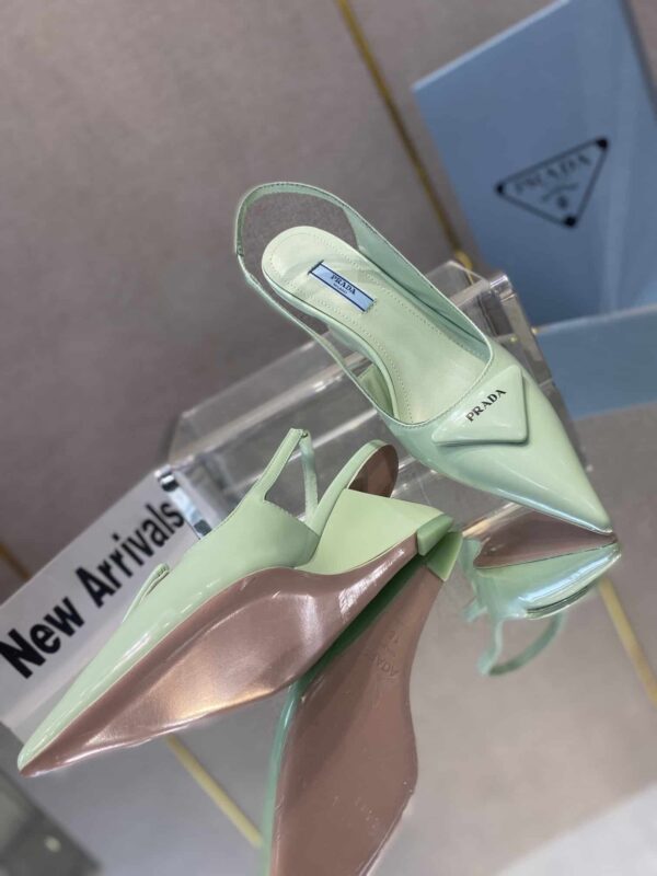 Prada Brushed Slingback Pumps Green For Women 2.6in/65mm PRD