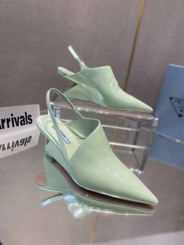 Prada Brushed Slingback Pumps Green For Women 2.6in/65mm PRD
