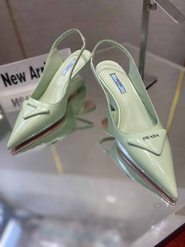 Prada Brushed Slingback Pumps Green For Women 2.6in/65mm PRD