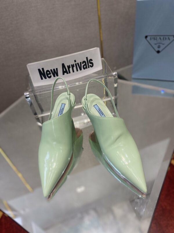Prada Brushed Slingback Pumps Green For Women 2.6in/65mm PRD