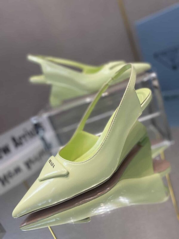 Prada Brushed Slingback Pumps Green For Women 2.6in/65mm PRD