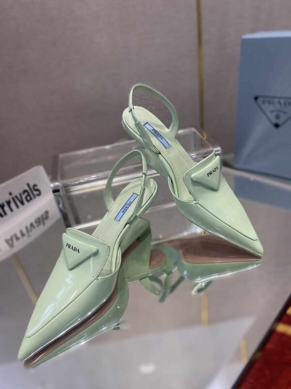 Prada Brushed Slingback Pumps Green For Women 2.6in/65mm PRD